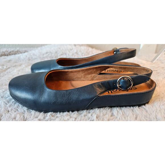 SoftWalk Shoes - SoftWalk Sandy Slingback Flat Sandal Women Size 7.5M Navy Leather Comfort Within